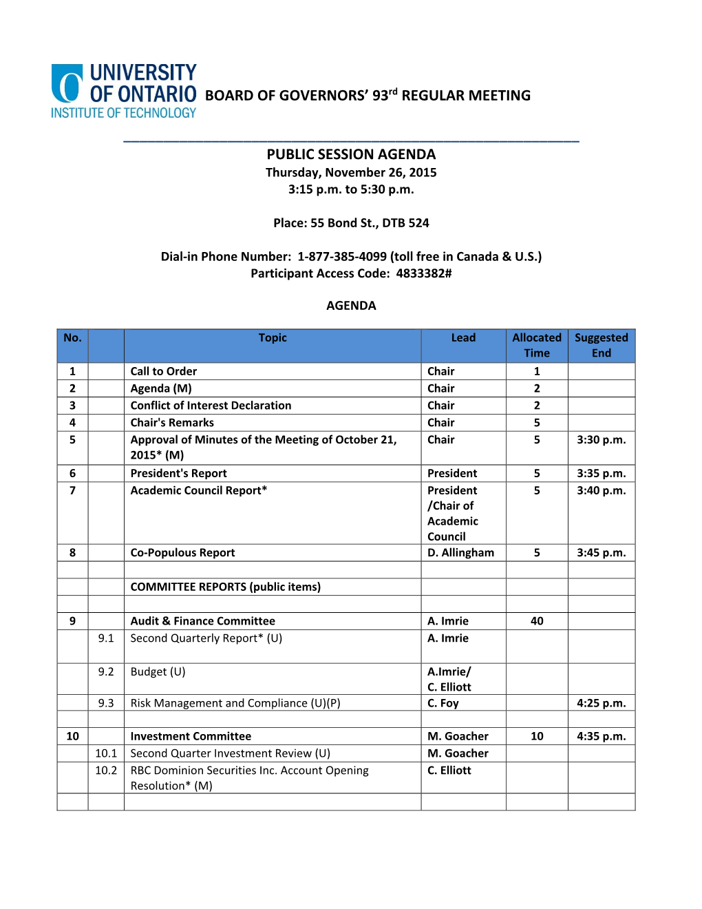 BOARD of GOVERNORS' 93Rd REGULAR