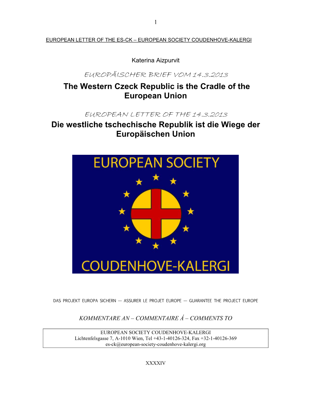 European Letter of the Es-Ck – European Society Coudenhove-Kalergi