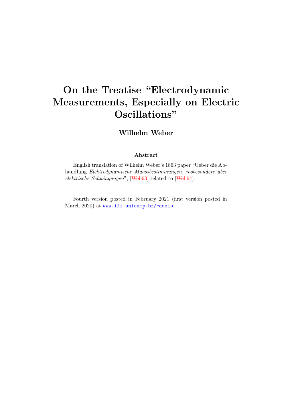 Electrodynamic Measurements, Especially on Electric Oscillations”