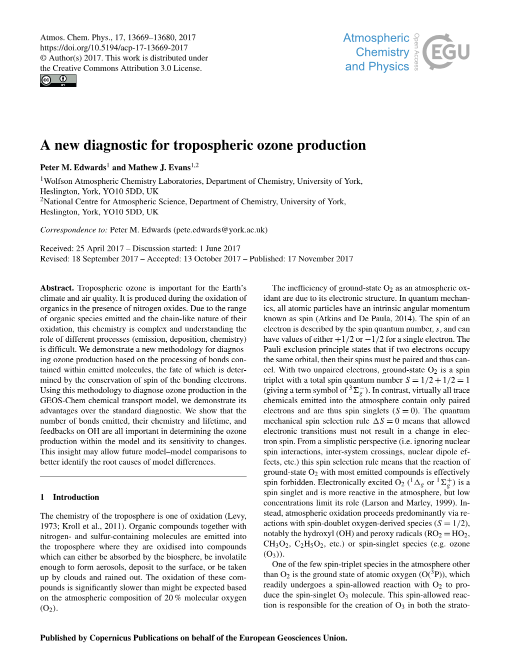 A New Diagnostic for Tropospheric Ozone Production