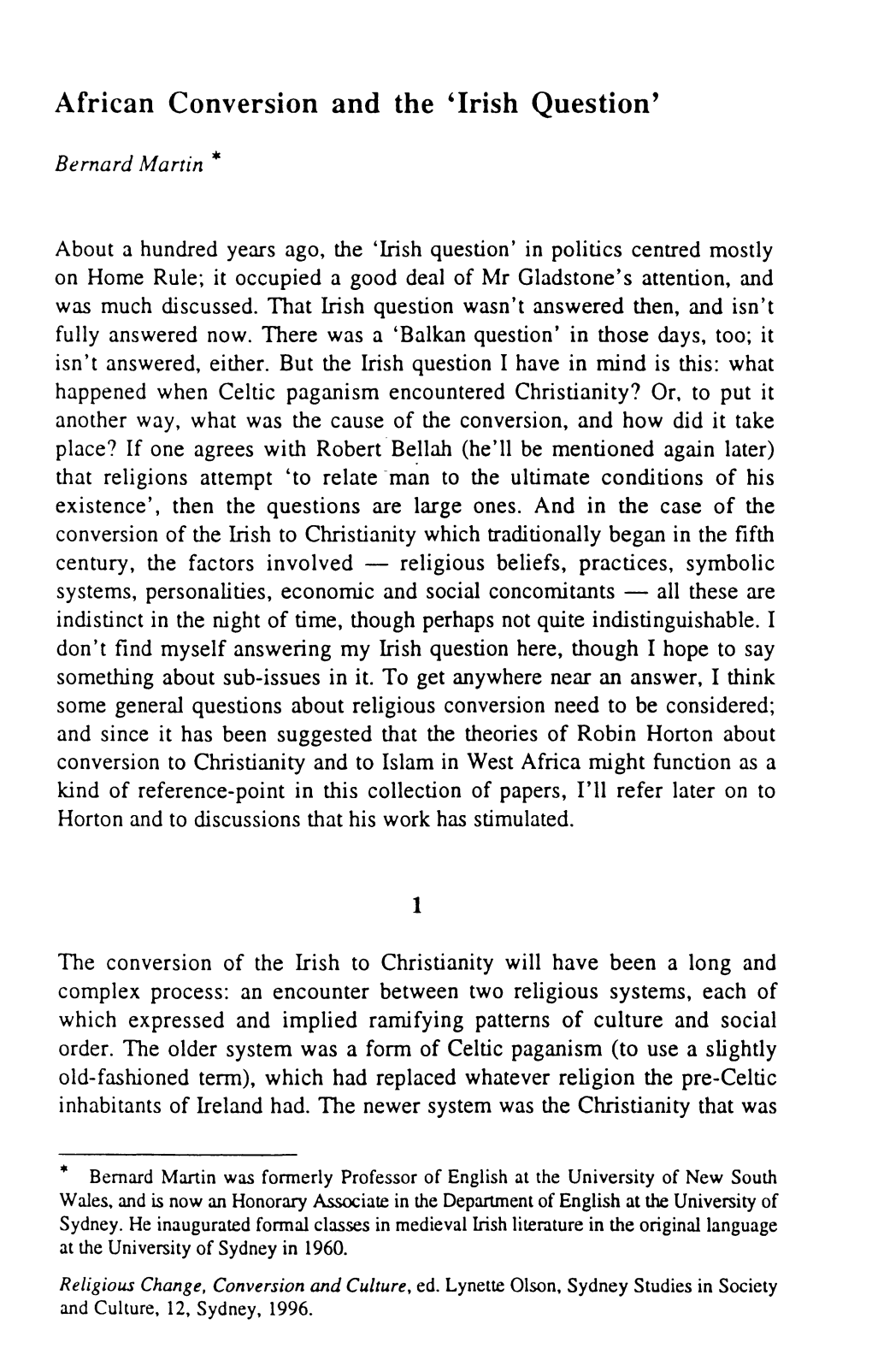 African Conversion and the 'Irish Question'