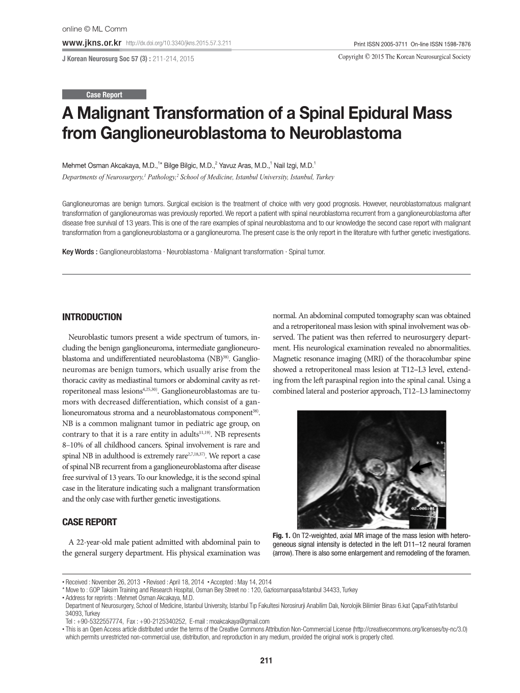 A Malignant Transformation of a Spinal Epidural Mass from Ganglioneuroblastoma to Neuroblastoma