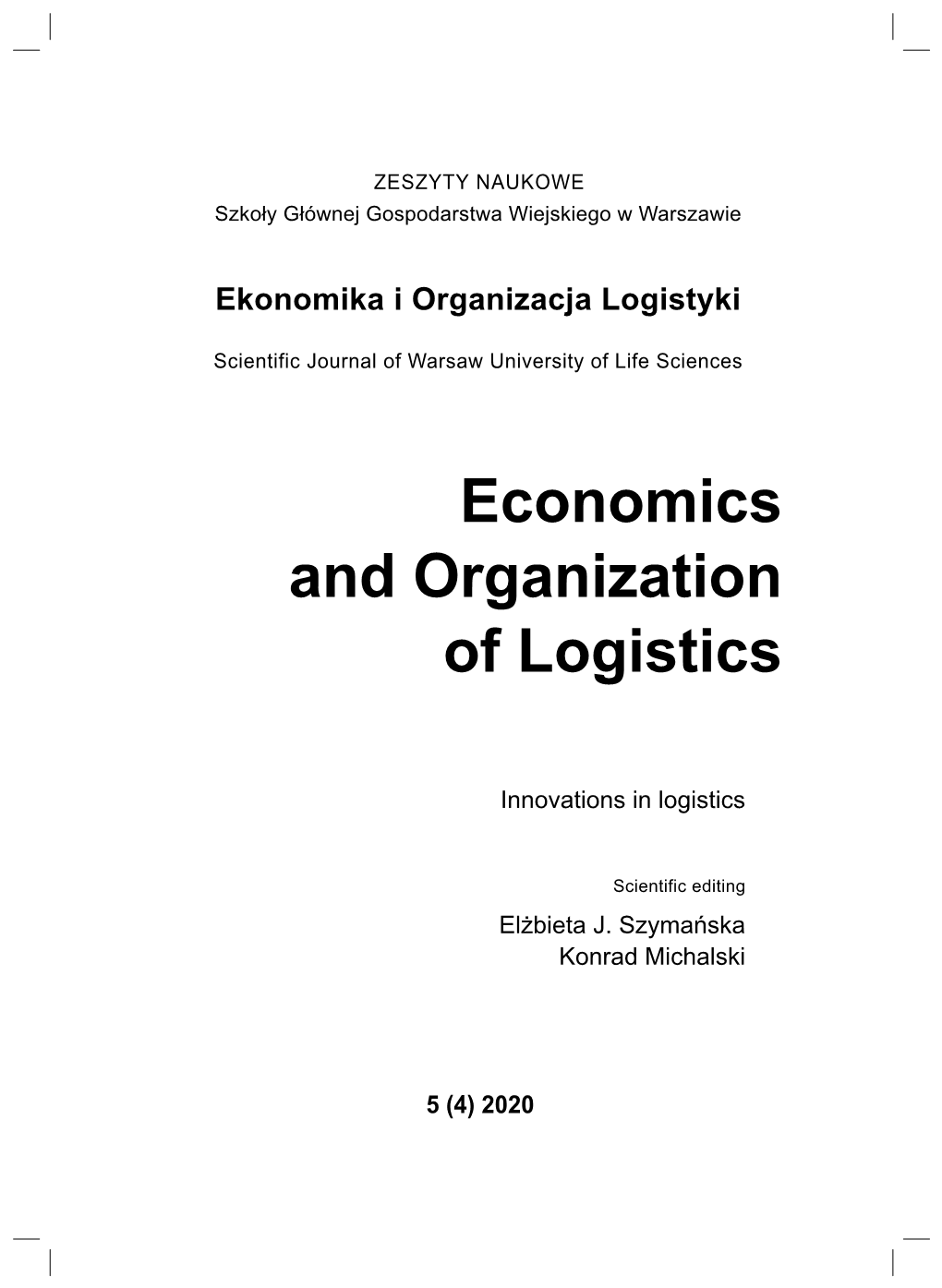 Economics and Organization of Logistics