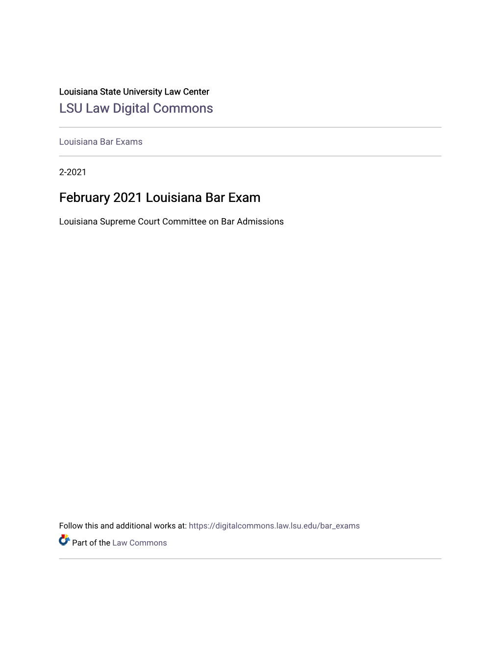 February 2021 Louisiana Bar Exam