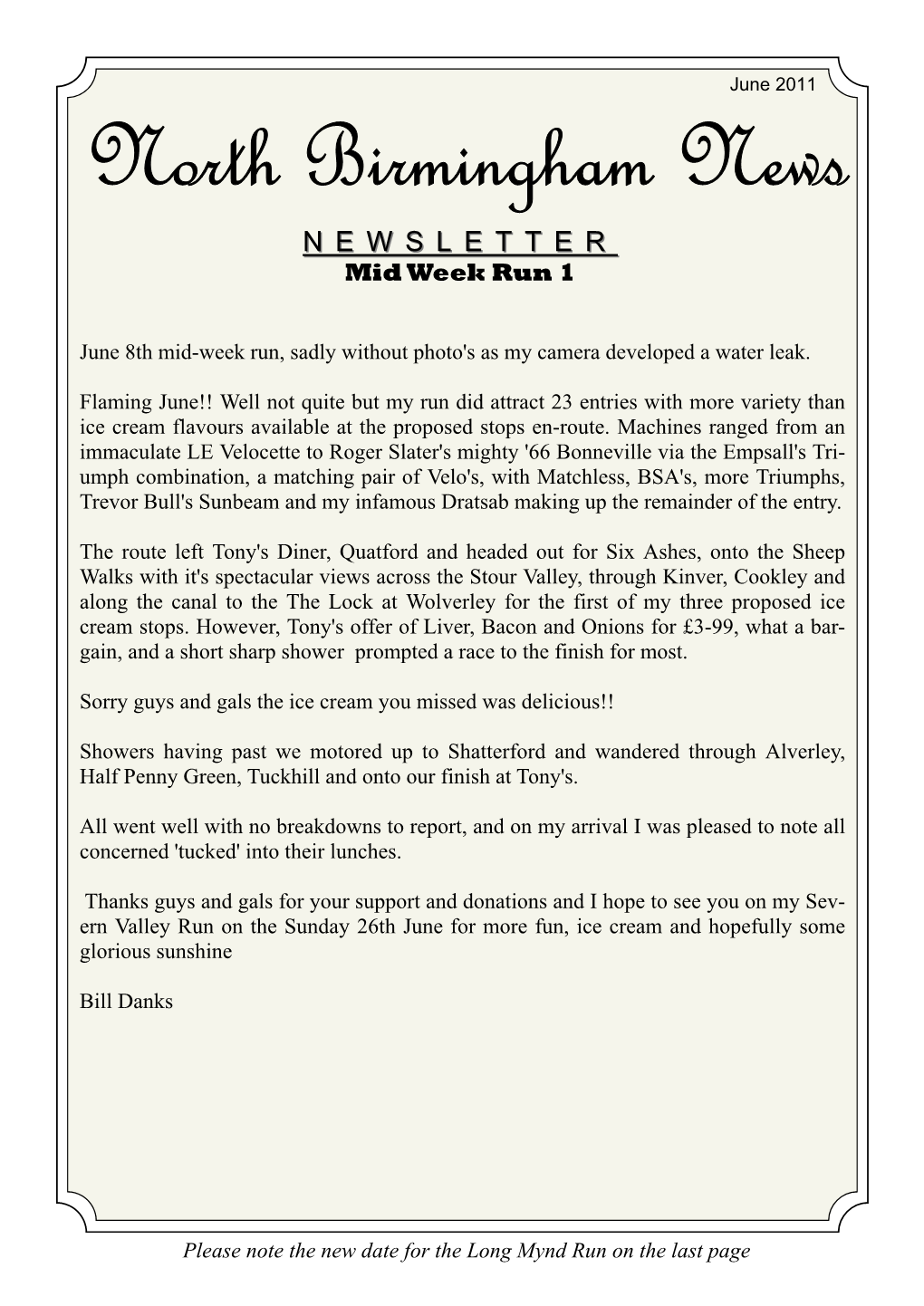 Newsletter June 2011