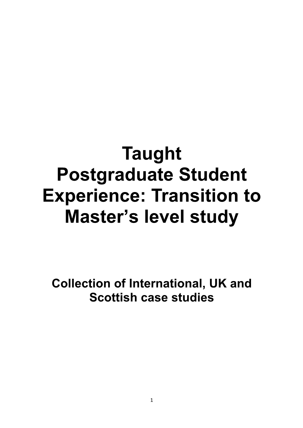 Transition to Master's Level Study