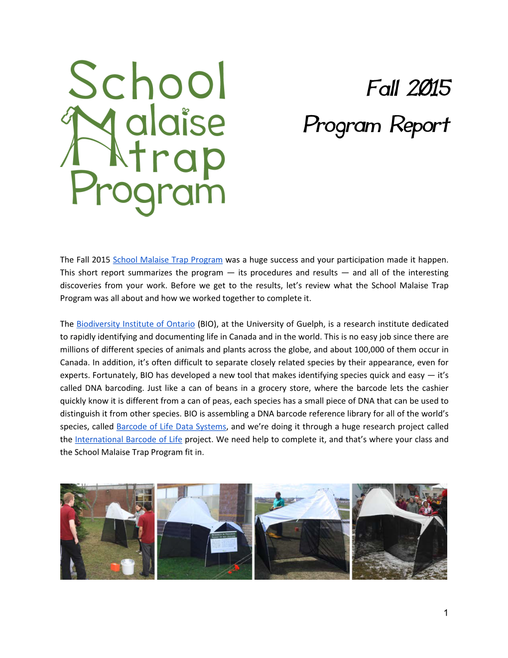 Fall 2015 Program Report