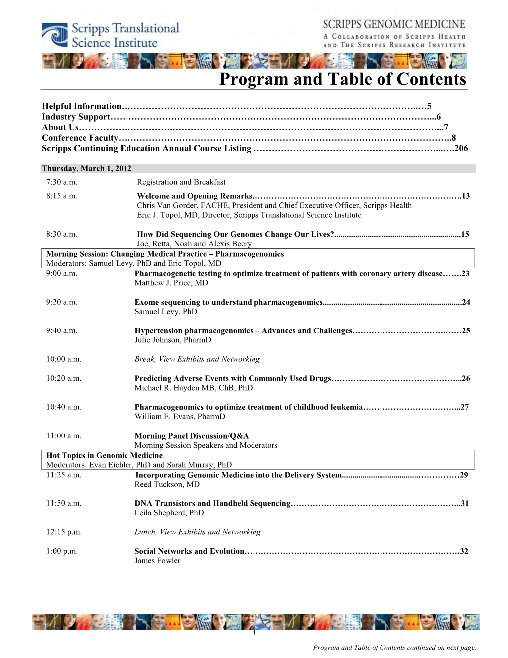 Program and Table of Contents