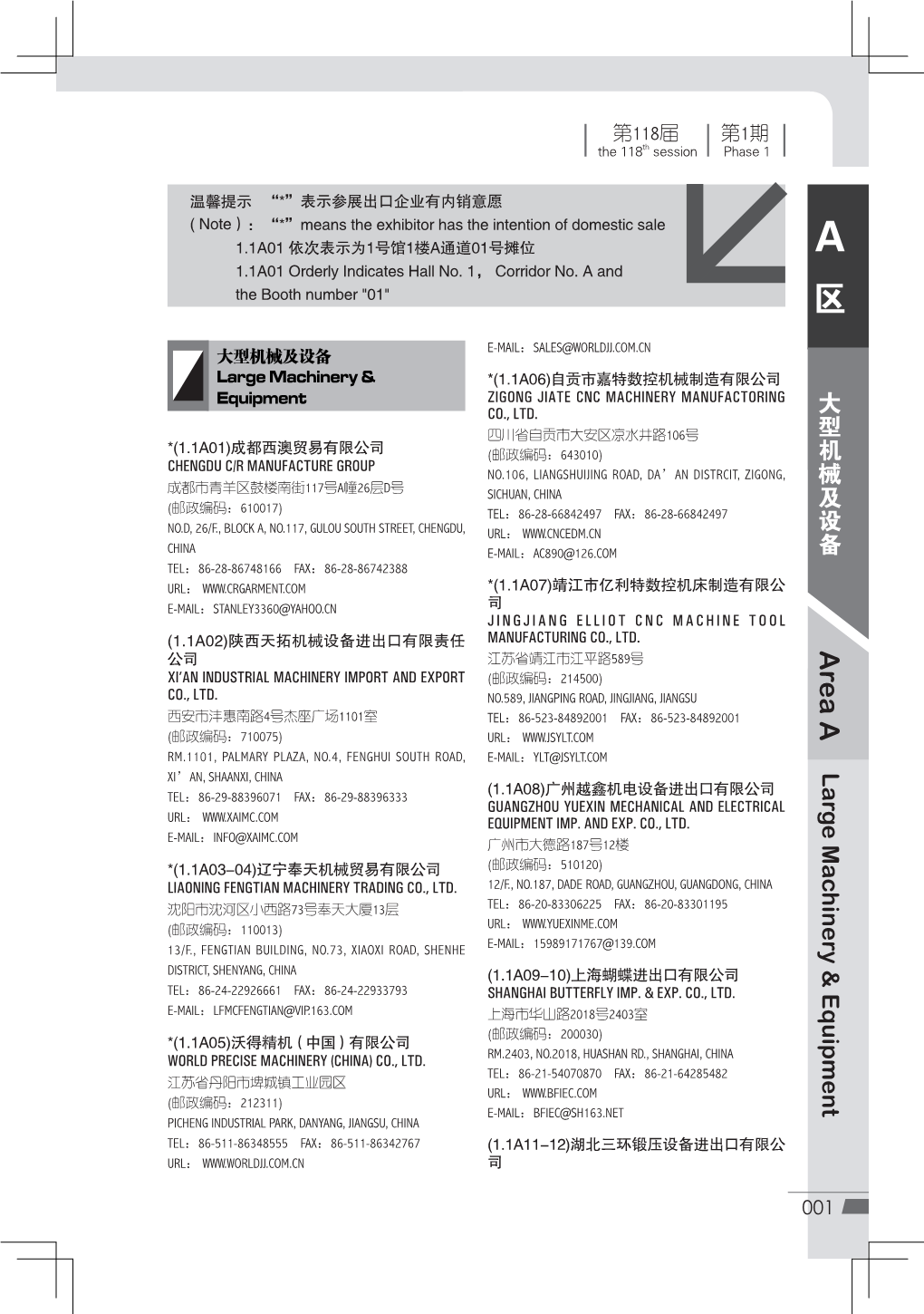 Area a 公司 江苏省靖江市江平路589号 XI’AN INDUSTRIAL MACHINERY IMPORT and EXPORT (邮政编码：214500) CO., LTD