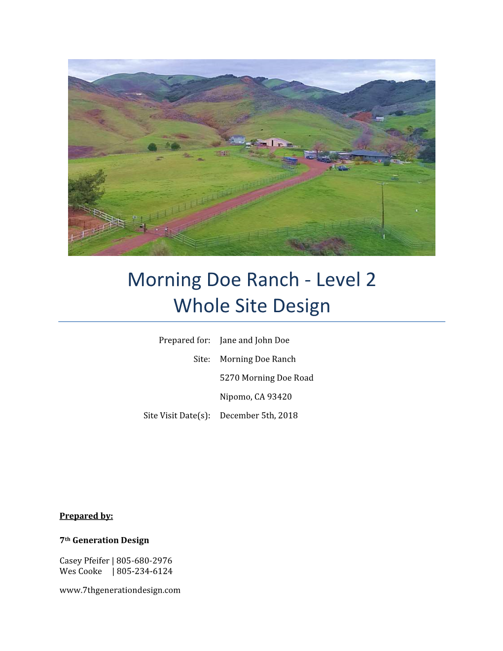 Morning Doe Ranch - Level 2 Whole Site Design