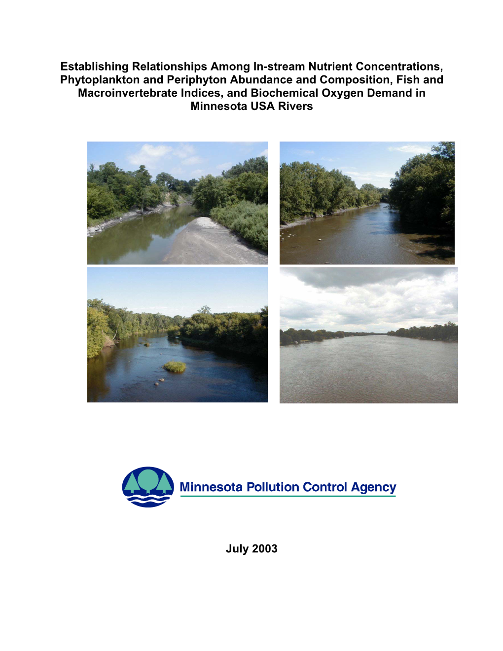 Establishing Relationships Among In-Stream Nutrient Concentrations