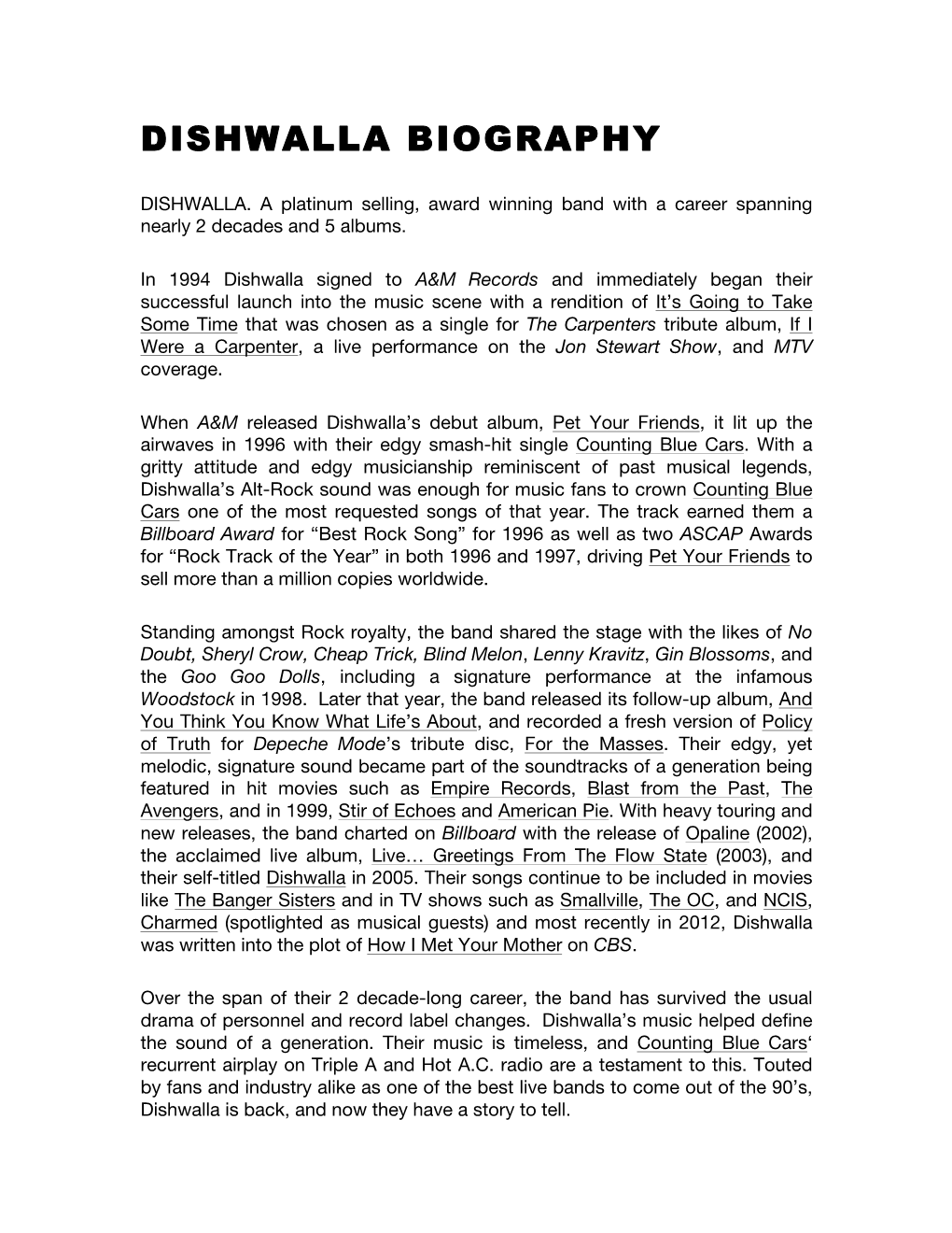 Dishwalla Biography