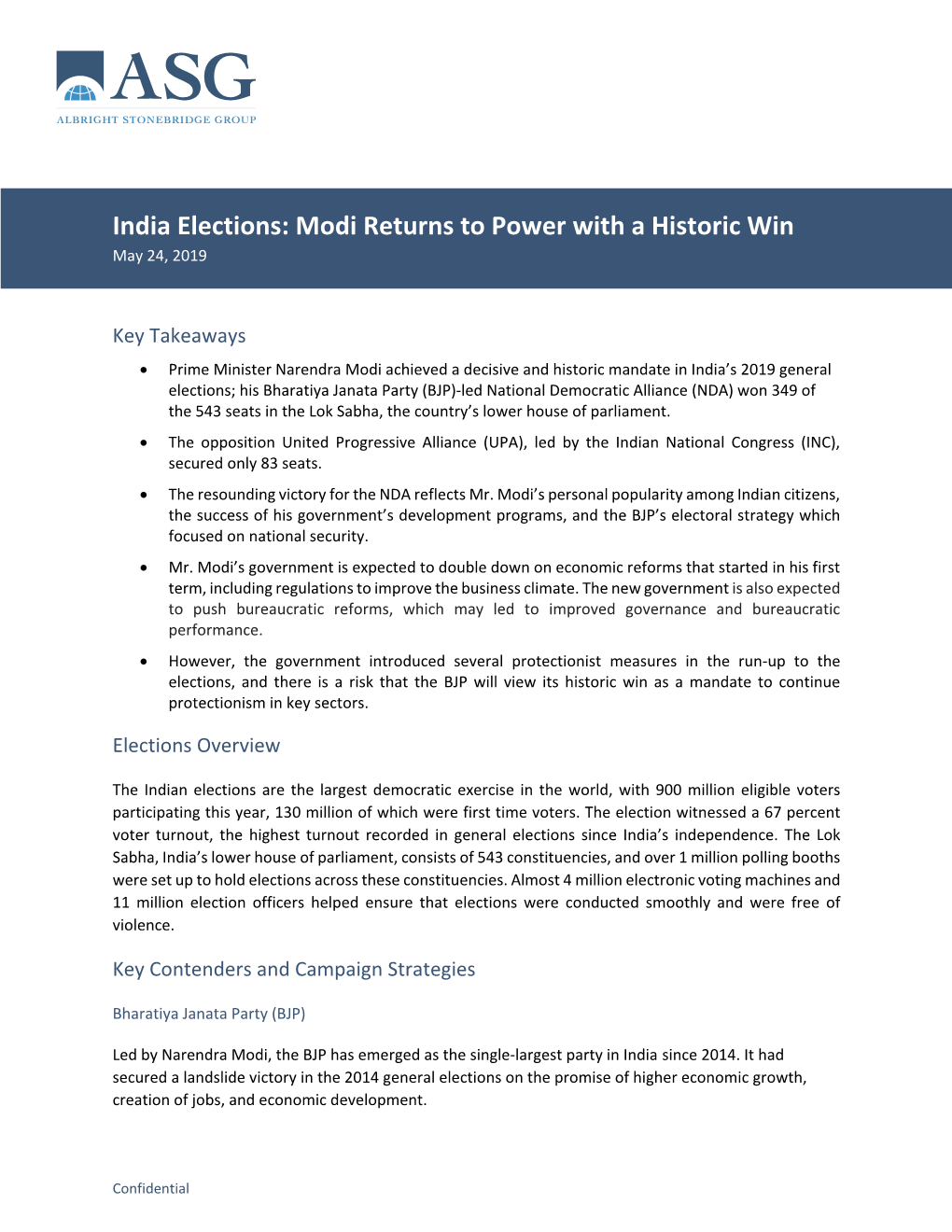 India Elections: Modi Returns to Power with a Historic Win May 24, 2019