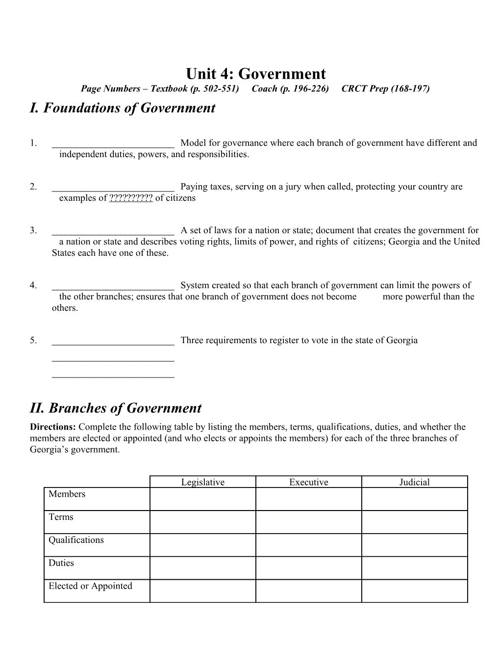 Page Numbers Textbook (P. 502-551) Coach (P. 196-226) CRCT Prep (168-197)