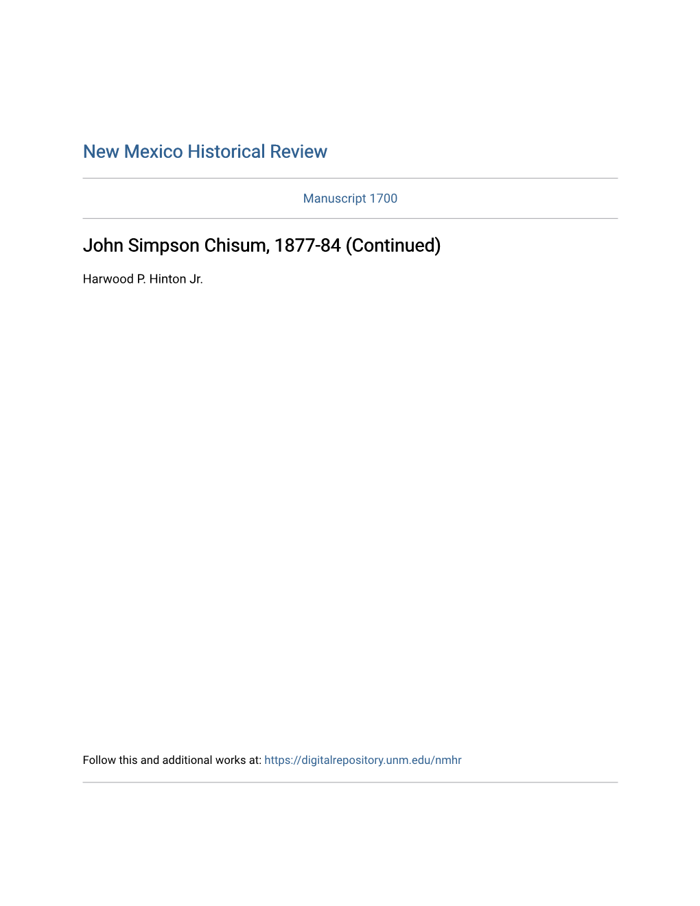 John Simpson Chisum, 1877-84 (Continued)