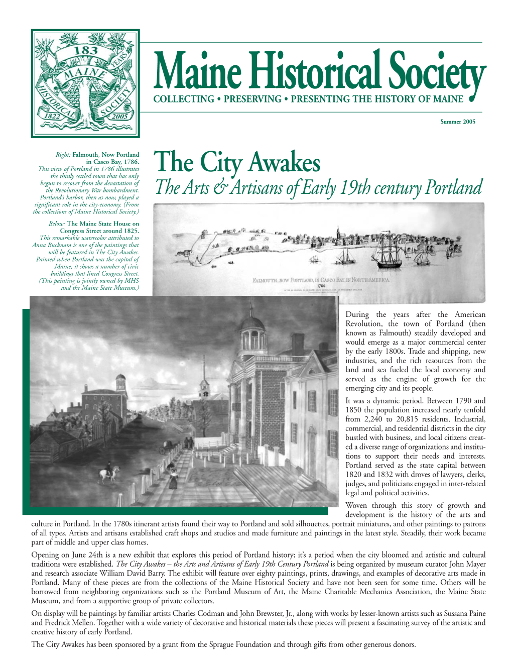 Maine Historical Society COLLECTING • PRESERVING • PRESENTING the HISTORY of MAINE