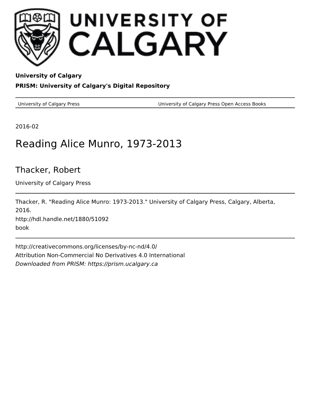 Reading Alice Munro, 1973-2013