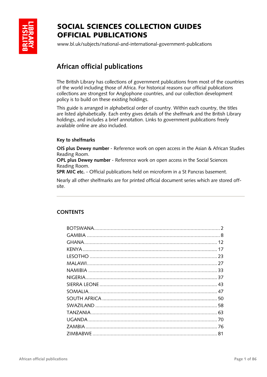 Guide to African Official Publications