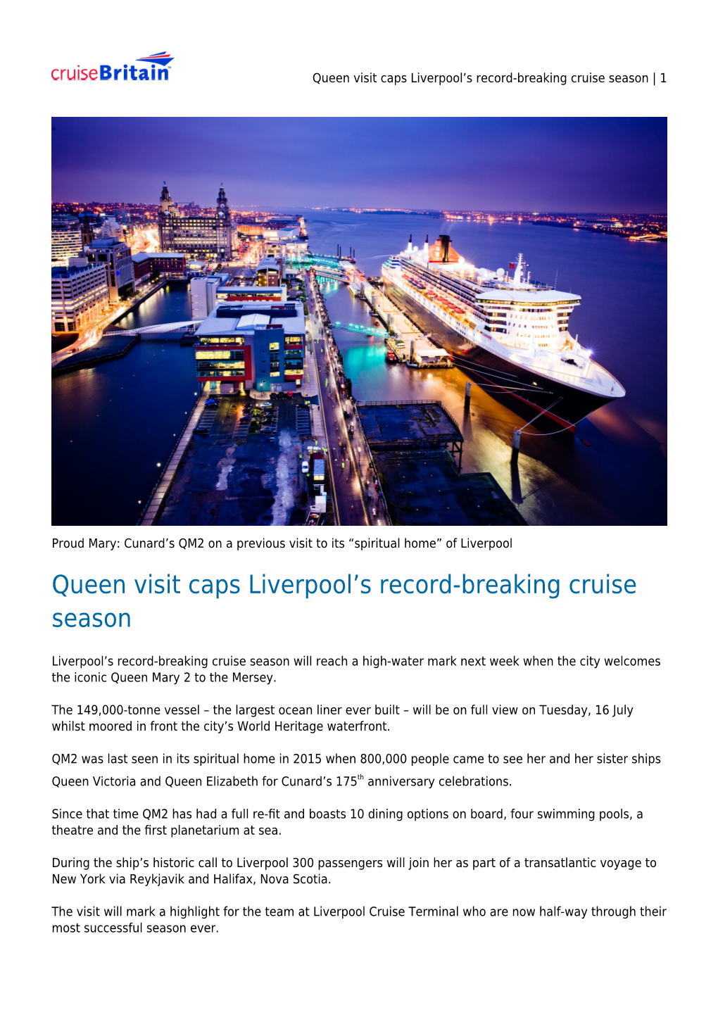 S Record-Breaking Cruise Season | 1