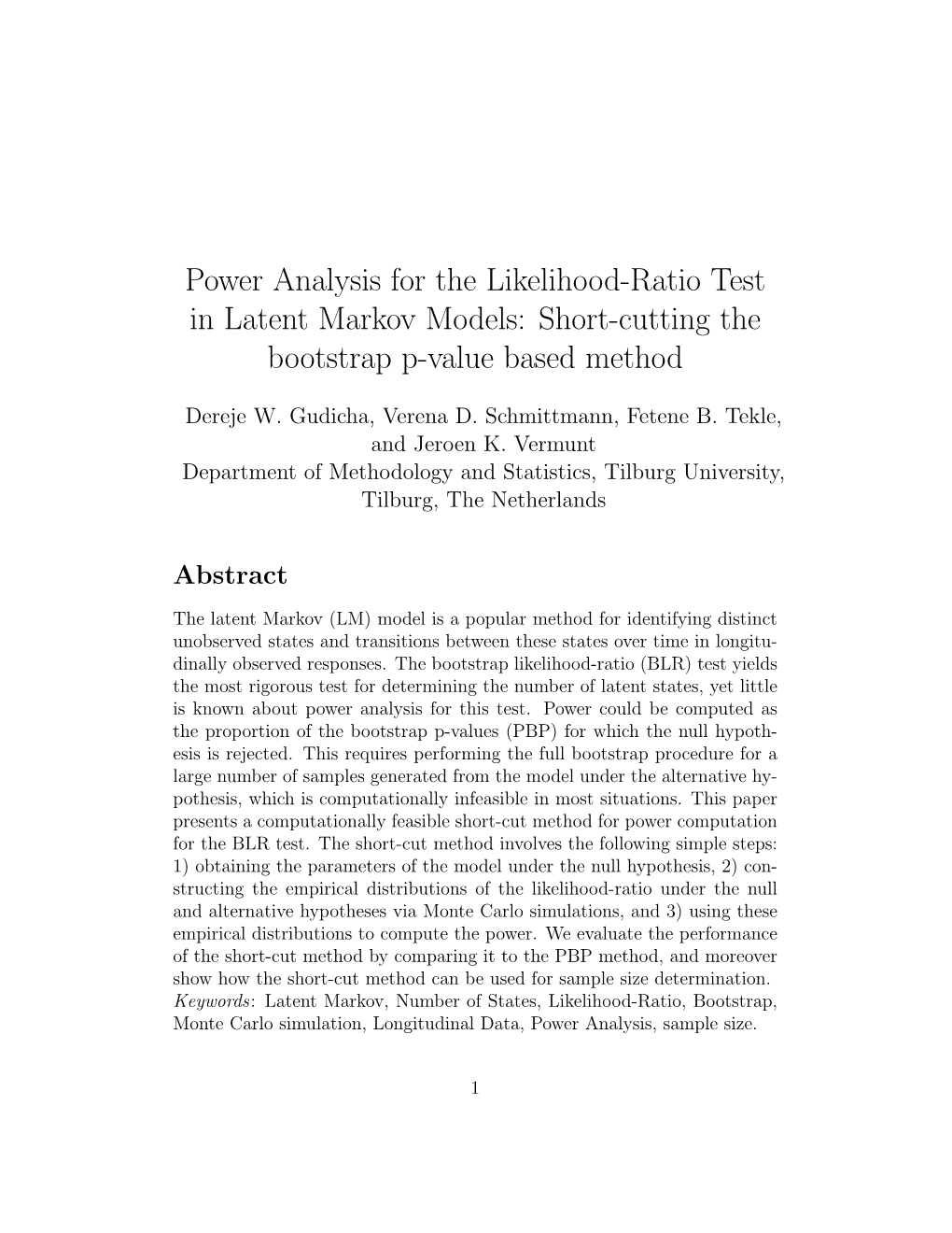 Power Analysis for the Likelihood-Ratio Test in Latent Markov Models: Short-Cutting the Bootstrap P-Value Based Method