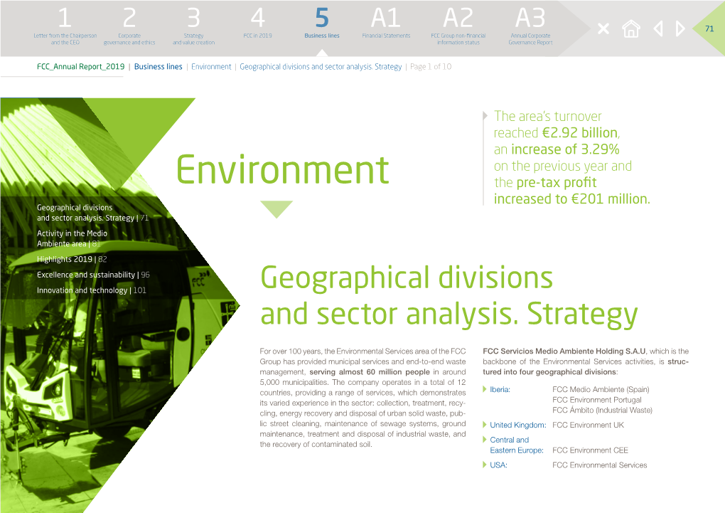 Annual Report 2019 | Business Lines | Environment | Geographical Divisions and Sector Analysis