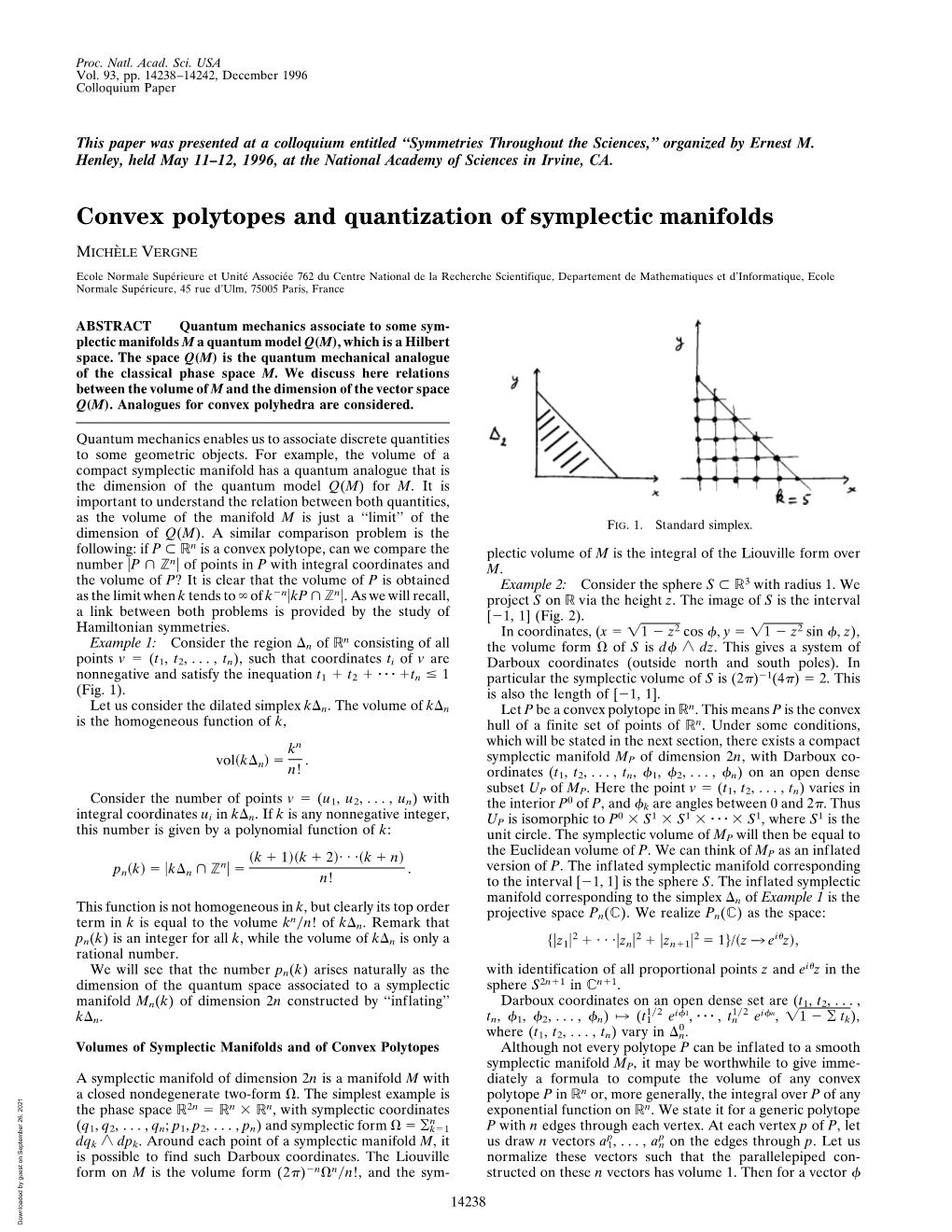 Convex Polytopes and Quantization of Symplectic Manifolds