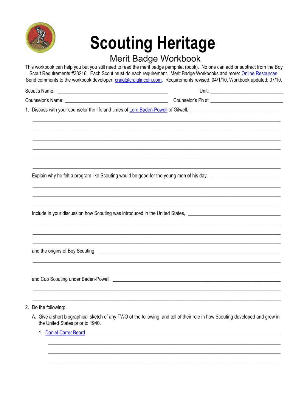 Scouting Heritage Merit Badge Workbook This Workbook Can Help You but You Still Need to Read the Merit Badge Pamphlet (Book)