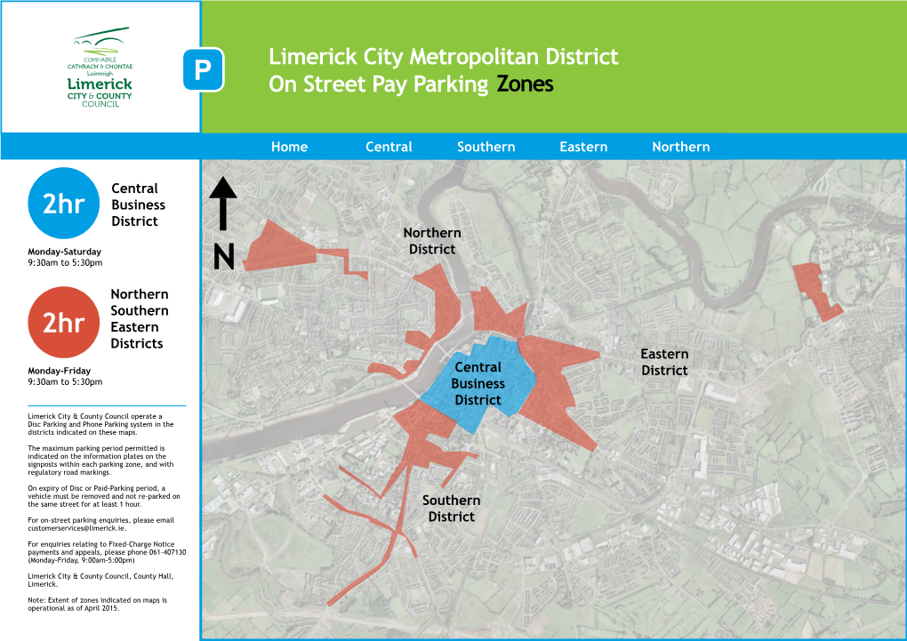 Limerick City Metropolitan District P on Street Pay Parking Zones