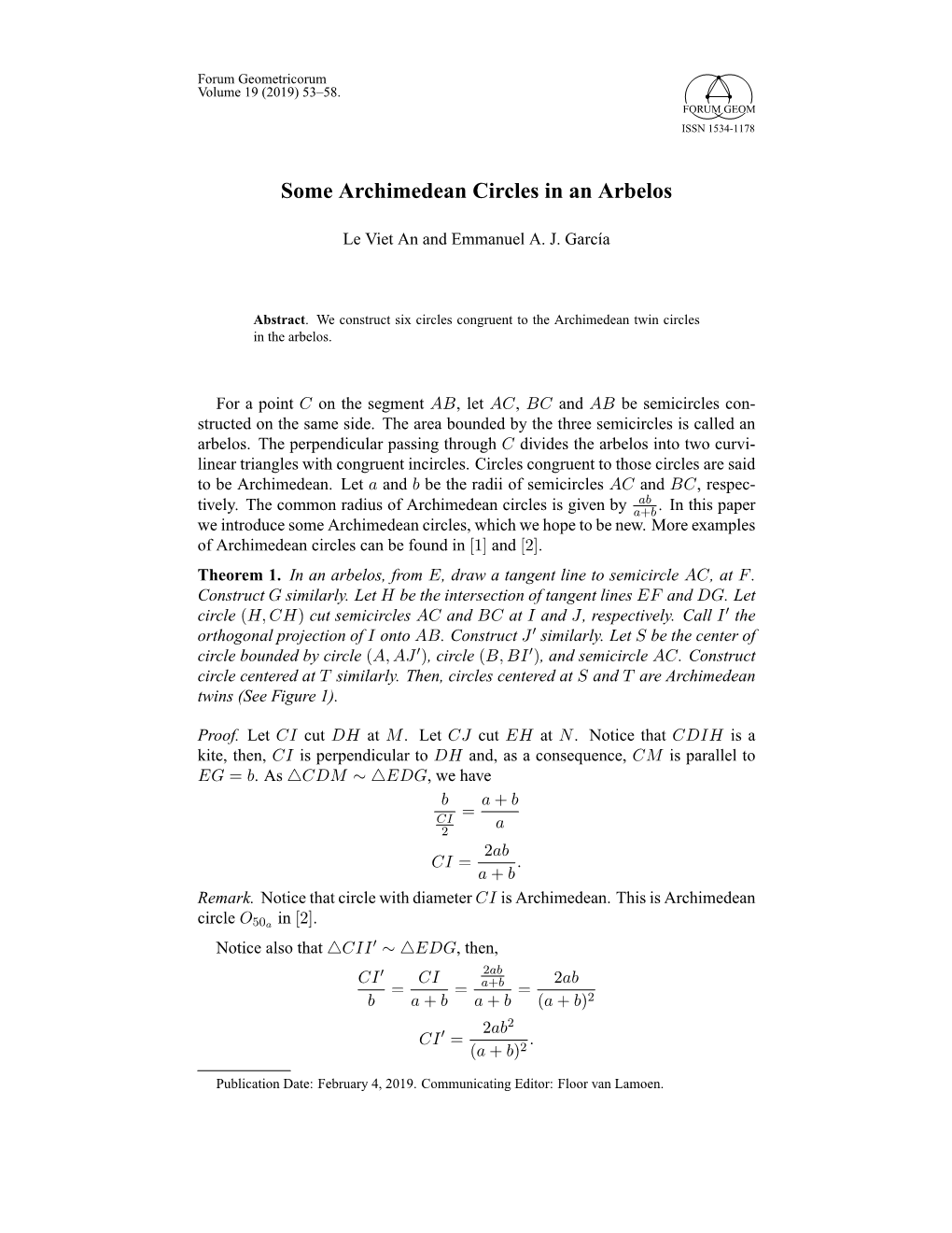 Some Archimedean Circles in an Arbelos