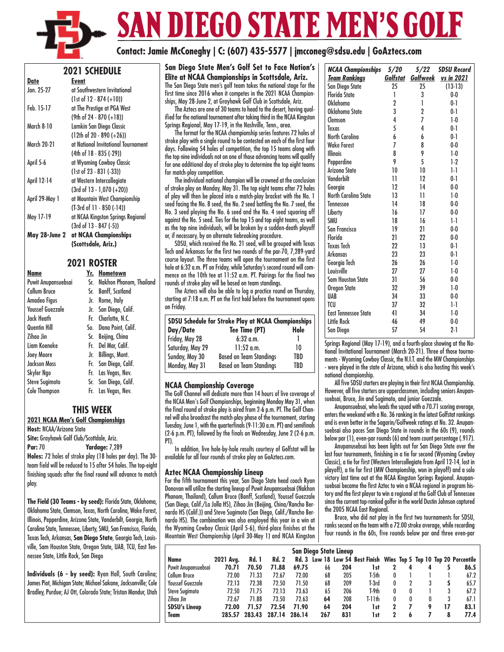 Men's Golf NCAA Tournament Notes Layout 1