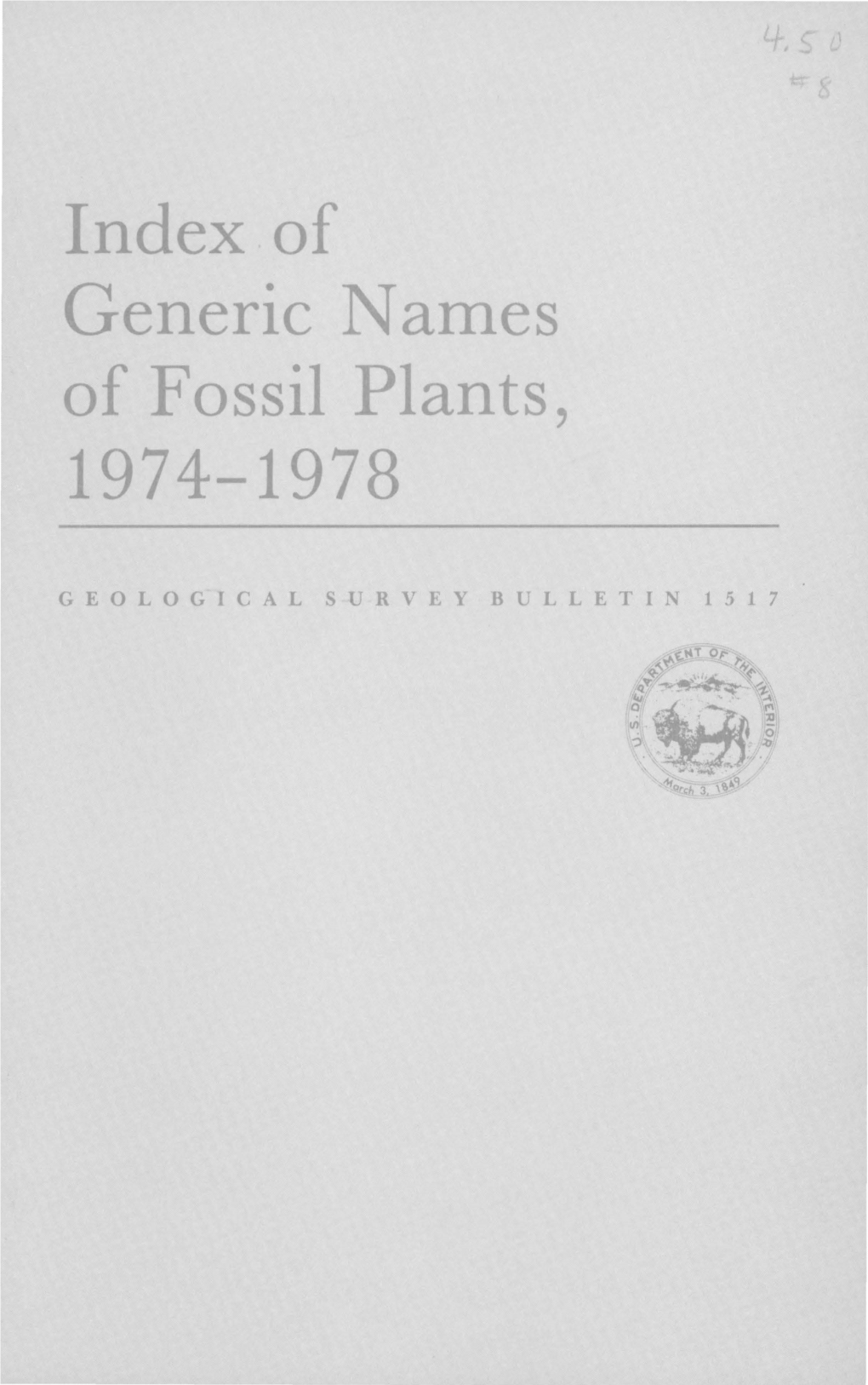 Of Generic Names of Fossil Plants, 1974-1978