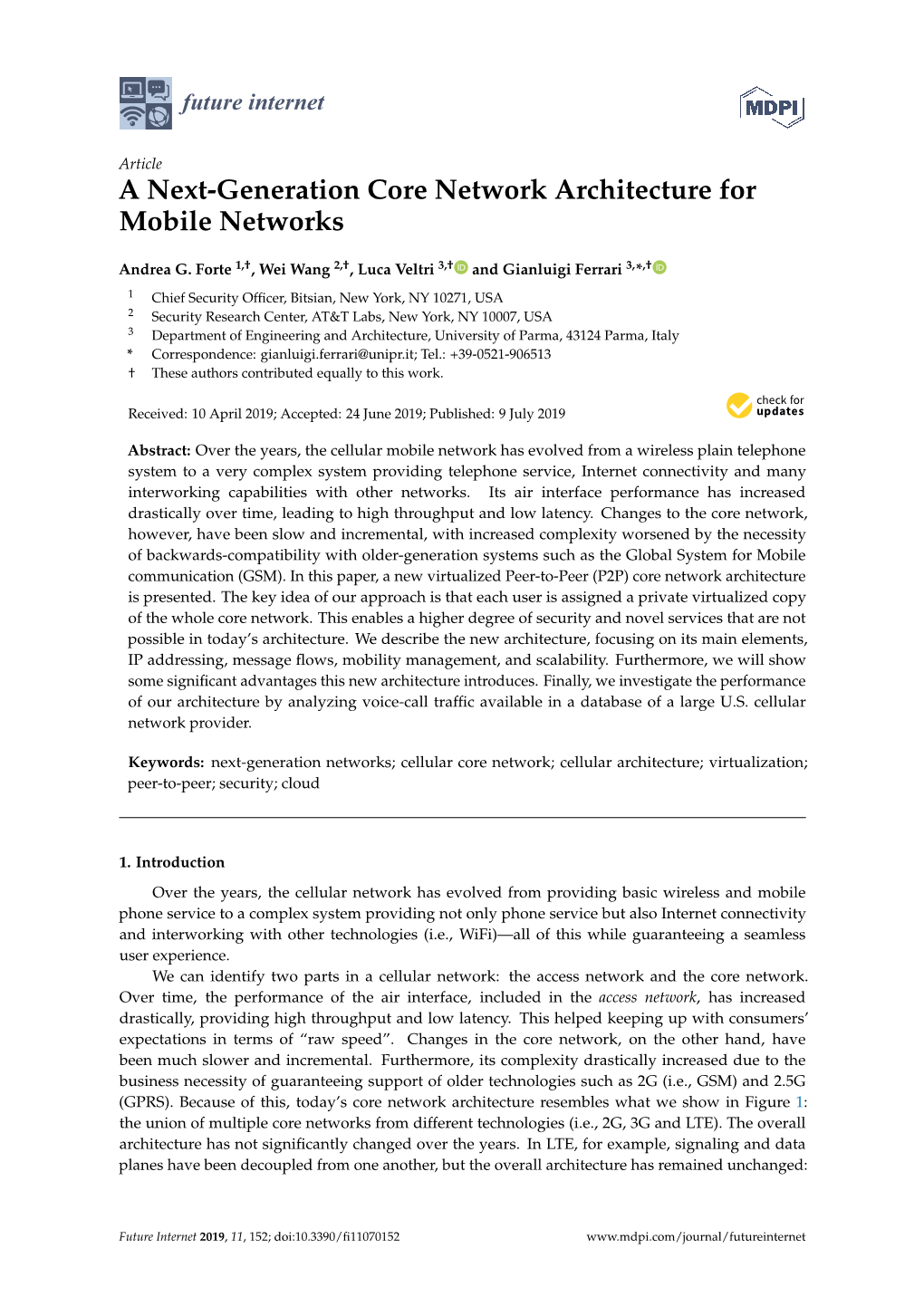 A Next-Generation Core Network Architecture for Mobile Networks