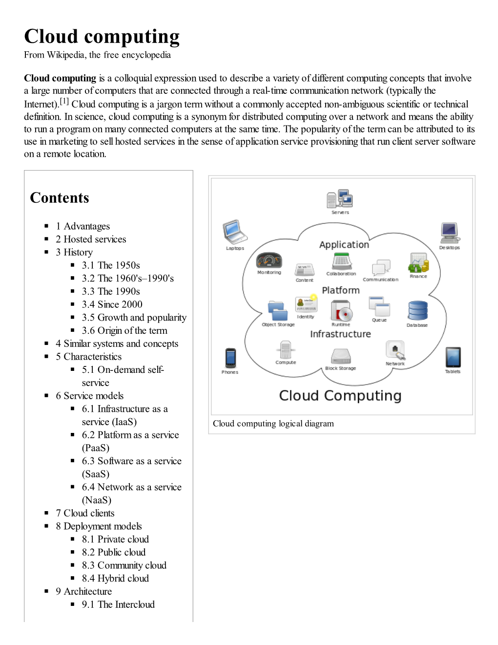 Cloud Computing from Wikipedia, the Free Encyclopedia