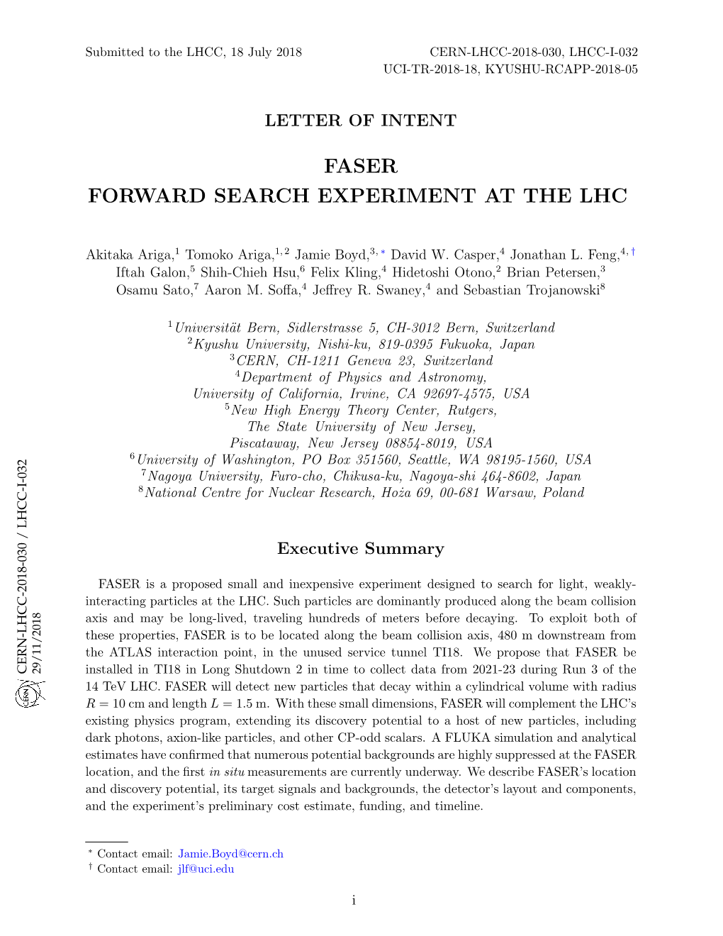 Faser Forward Search Experiment at The