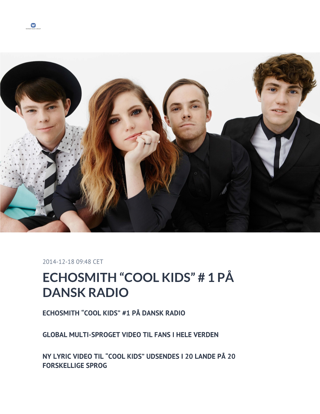 Echosmith “Cool Kids” # 1 På Dansk Radio