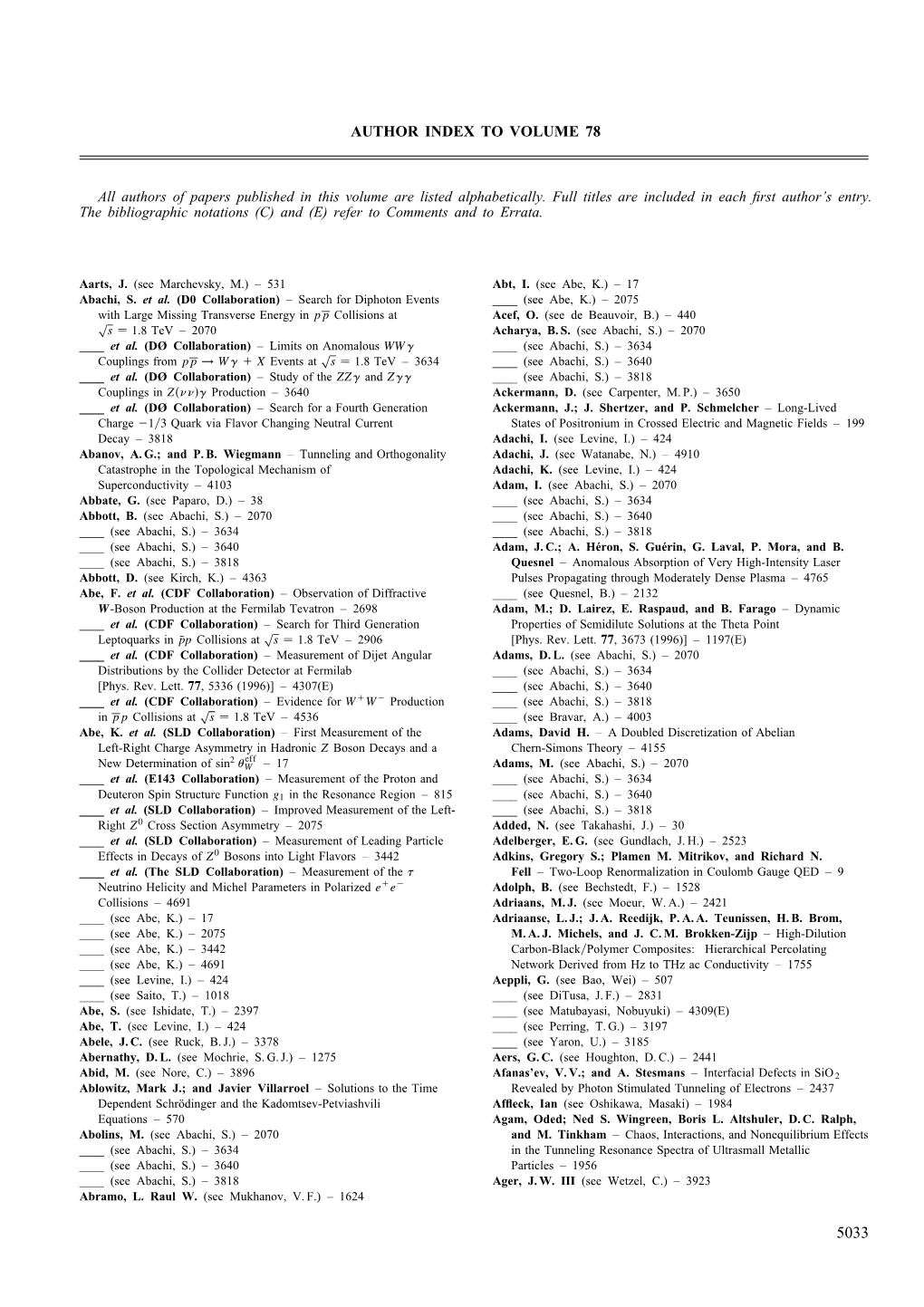 Cumulative Author Index (Print)