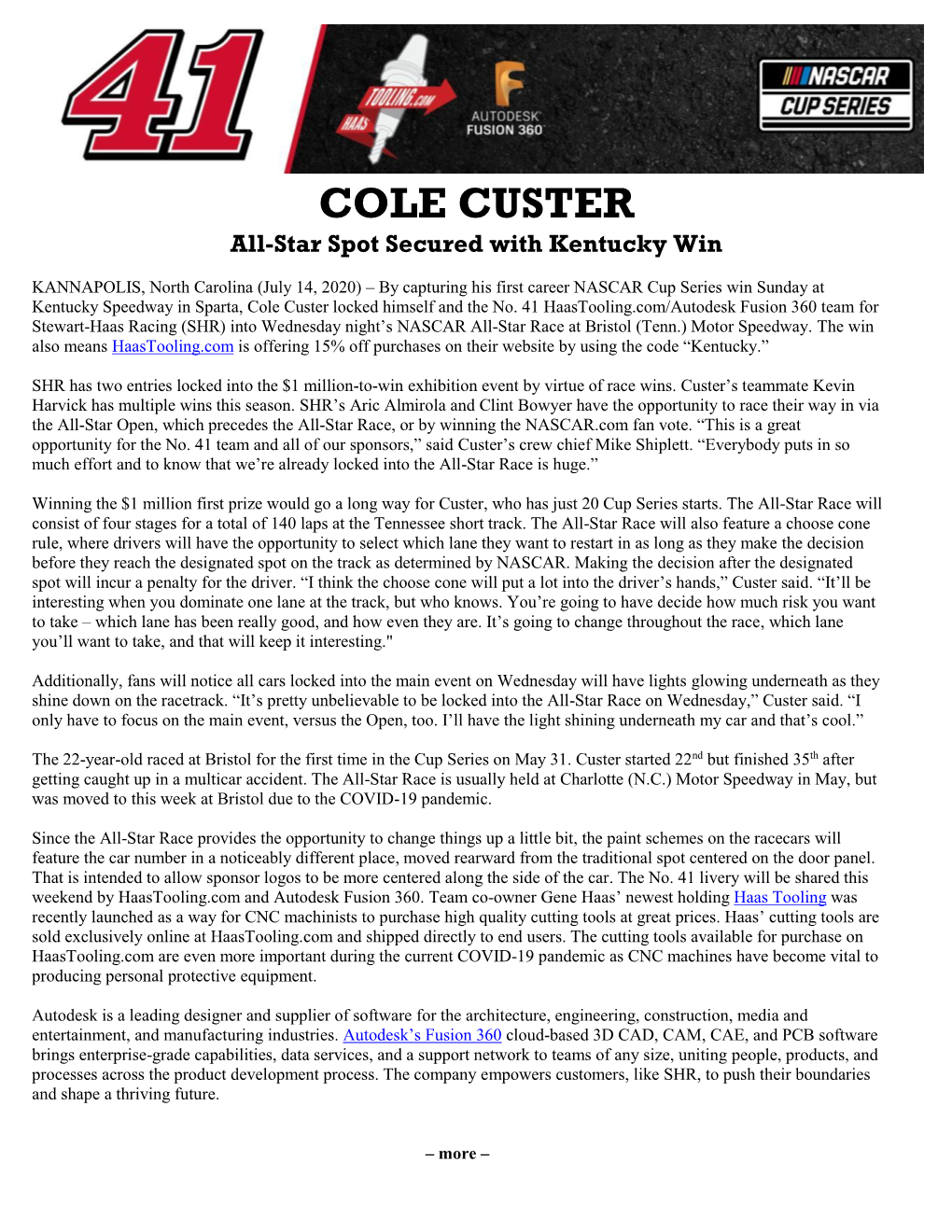 COLE CUSTER All-Star Spot Secured with Kentucky Win