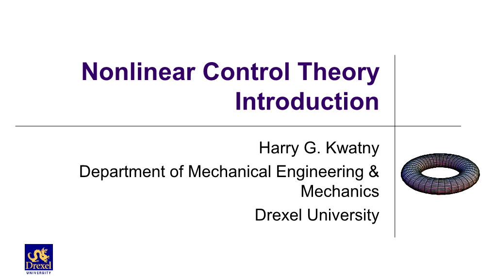 Nonlinear Control Theory Introduction