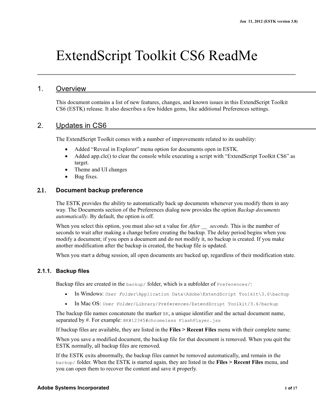 Extendscript Toolkit CS6 Readme