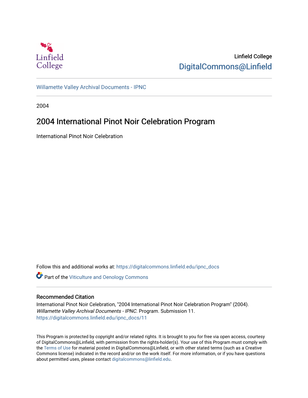 2004 International Pinot Noir Celebration Program