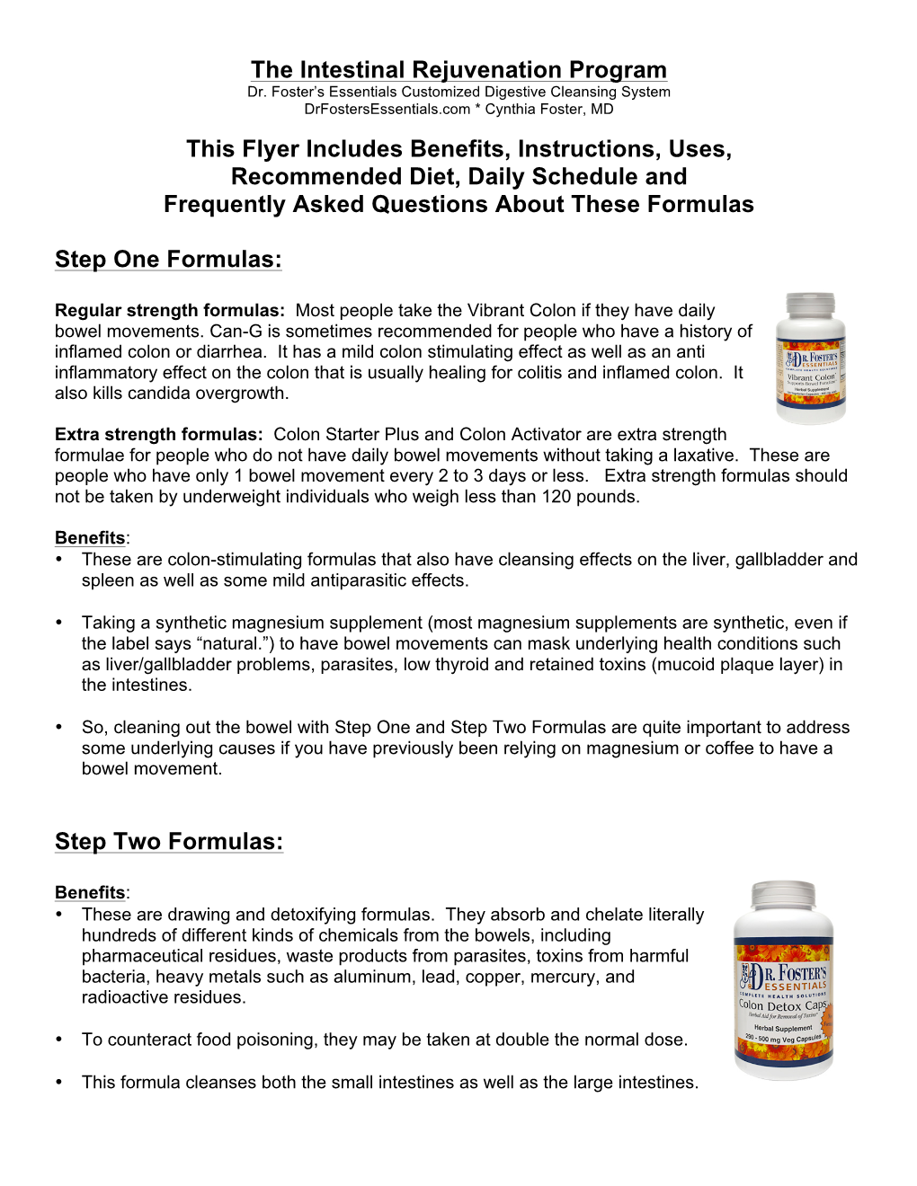 Intestinal Rejuvenation Program Instructions