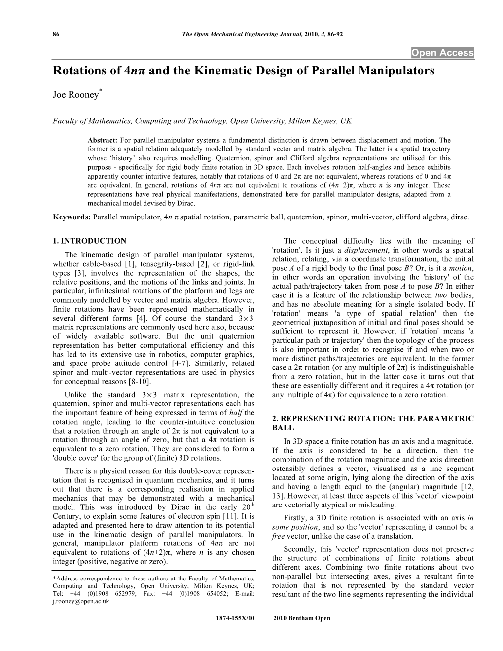 Rotations of 4Nπ and the Kinematic Design of Parallel Manipulators