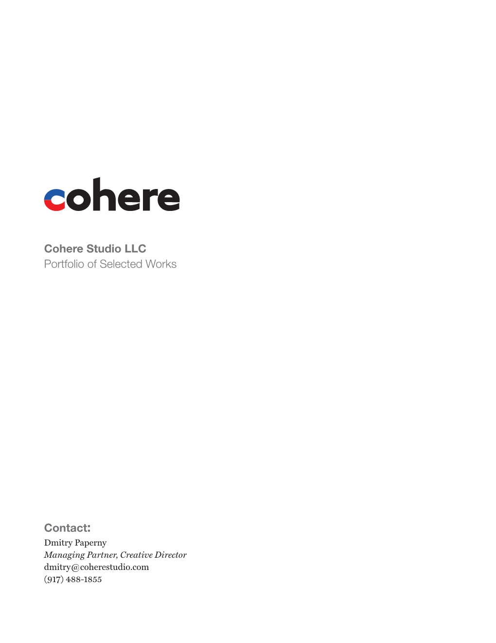 Cohere Studio LLC Portfolio of Selected Works Contact