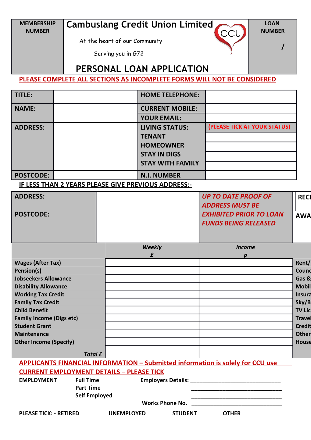 Please Complete All Sections As Incomplete Forms Will Not Be Considered