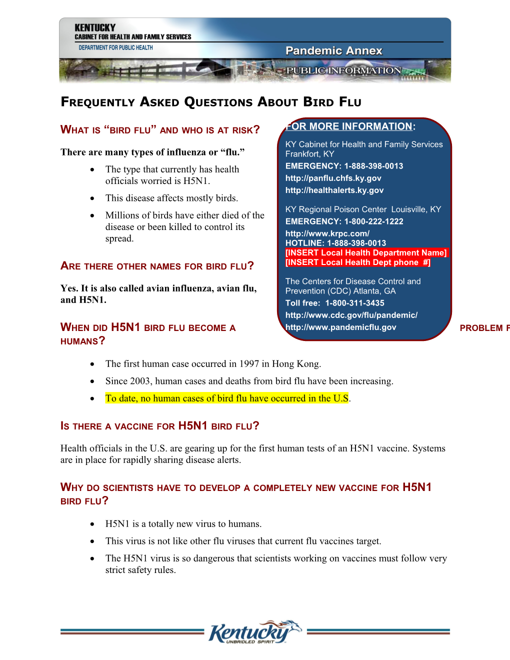 FACT SHEET Pandemic Flu