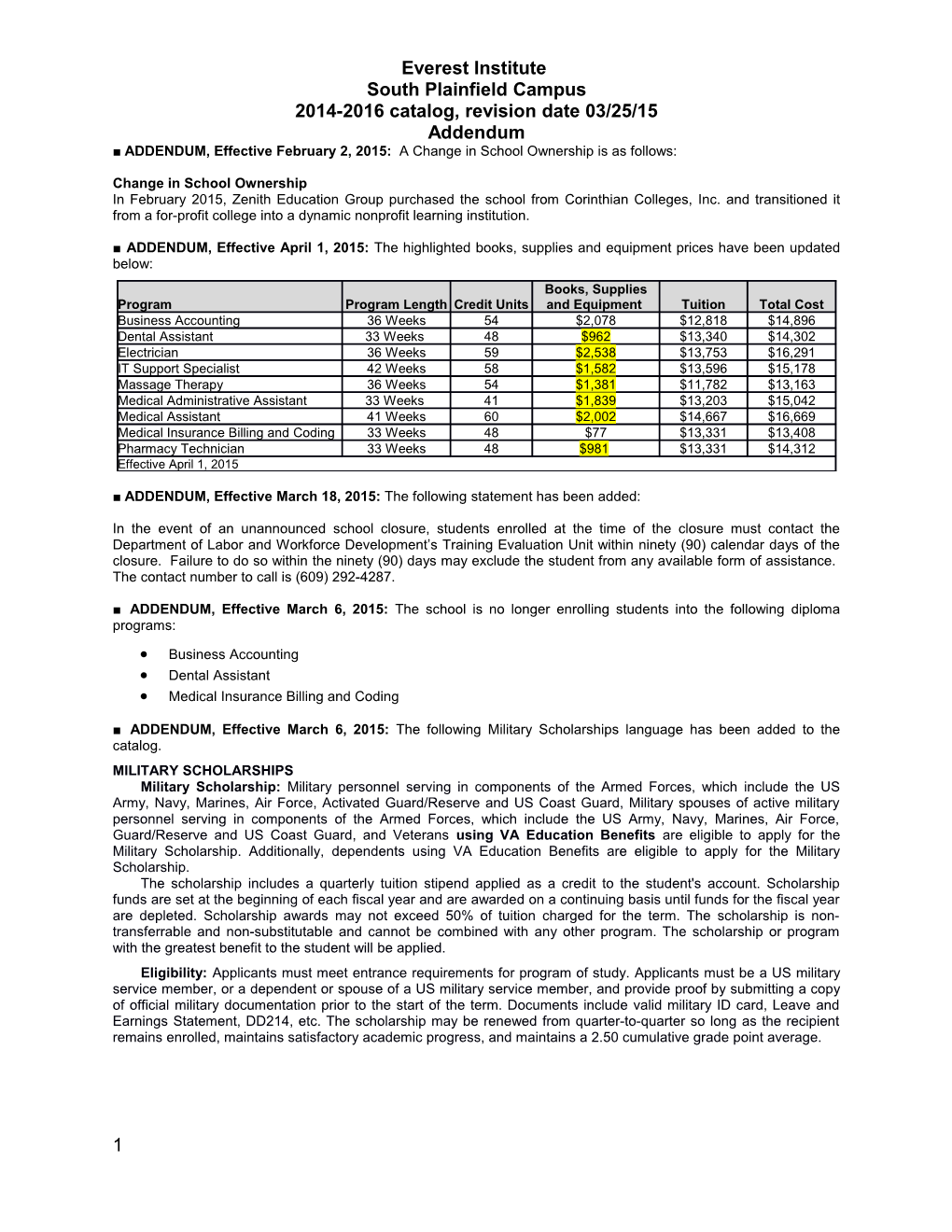 ADDENDUM Effective Date, 2008