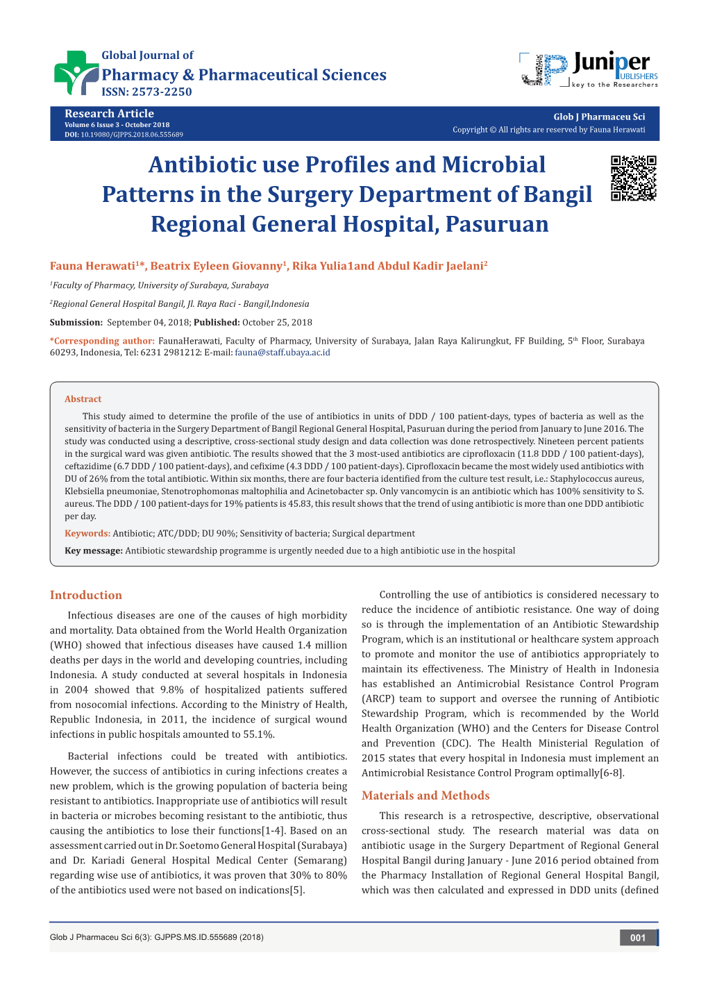 Antibiotic Use Profiles and Microbial Patterns in the Surgery Department of Bangil Regional General Hospital, Pasuruan