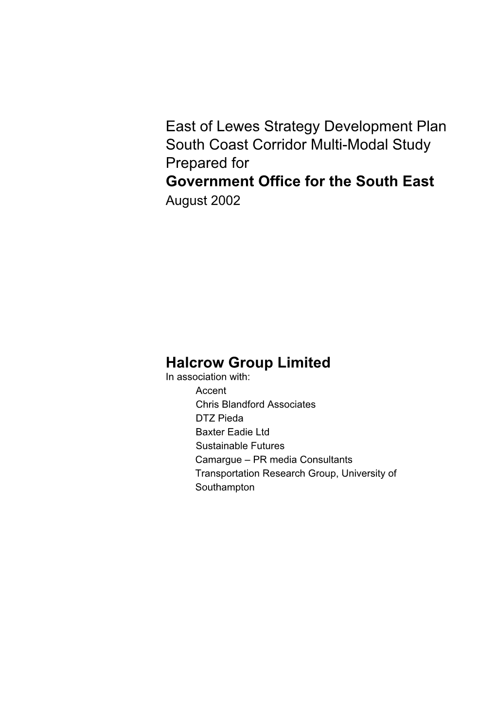 A27 East of Lewes Strategy Development Plan