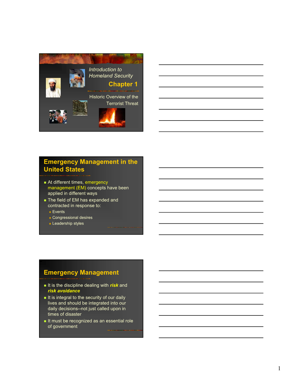 Chapter 1 Emergency Management in the United States Emergency