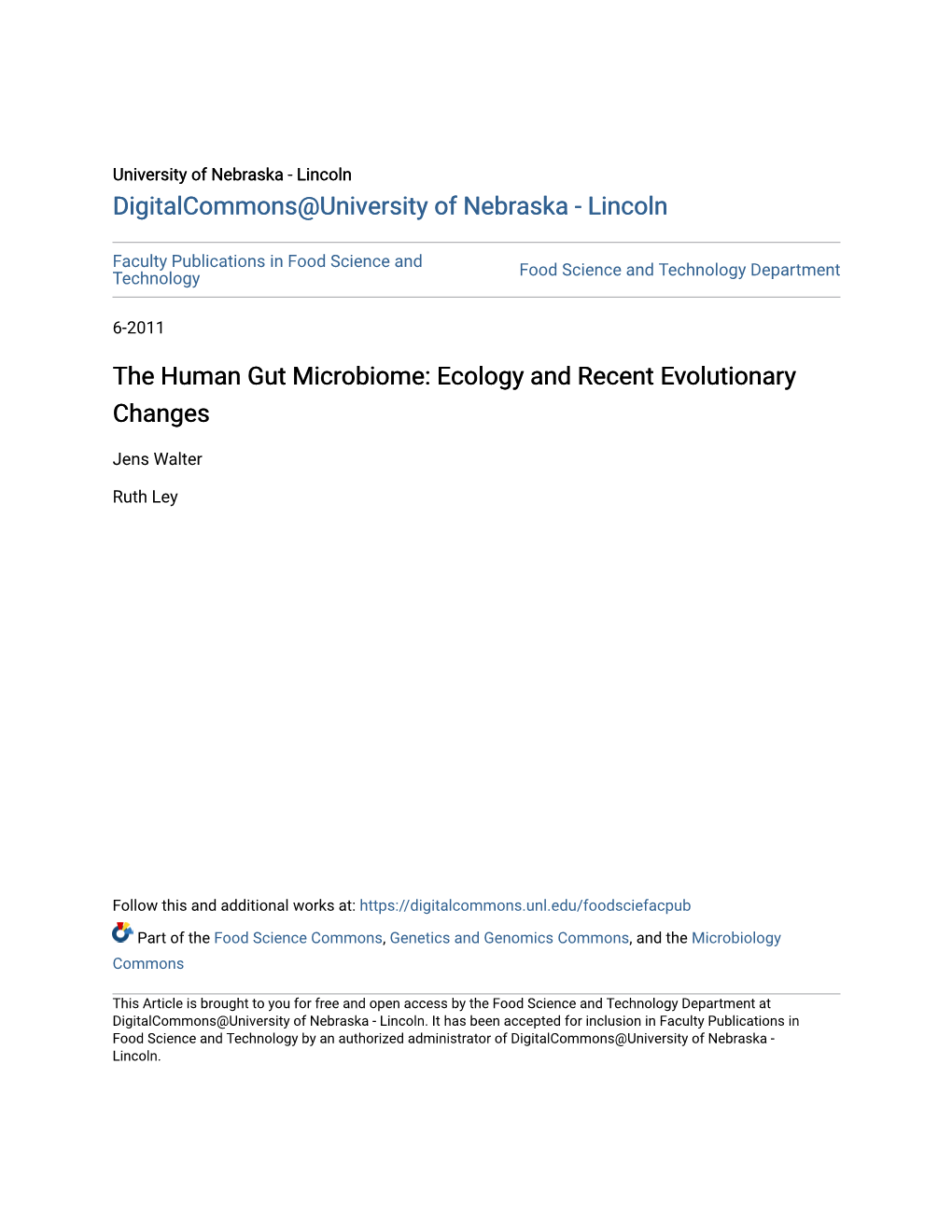 The Human Gut Microbiome: Ecology and Recent Evolutionary Changes